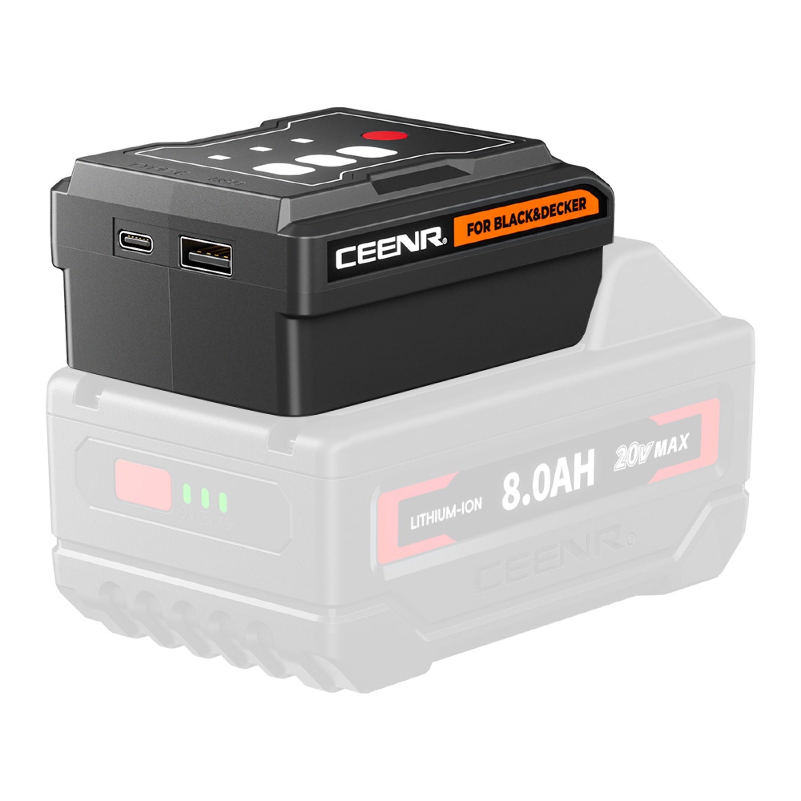 CEENR 45W USB-C Power Bank Adapter for BLACK+DECKER 20V Max Batteries
