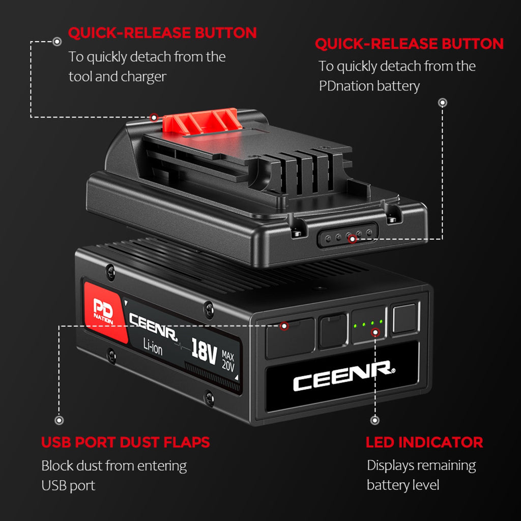 CEENR PDnation™ Brand Mount for BLACK+DECKER 20V Power Tools