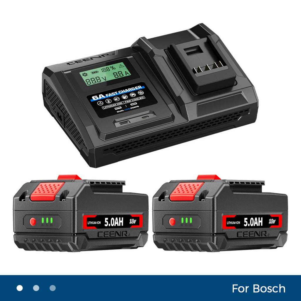6 Amp Fast Charger for Bosch 18V Lithium-Ion Battery Pack