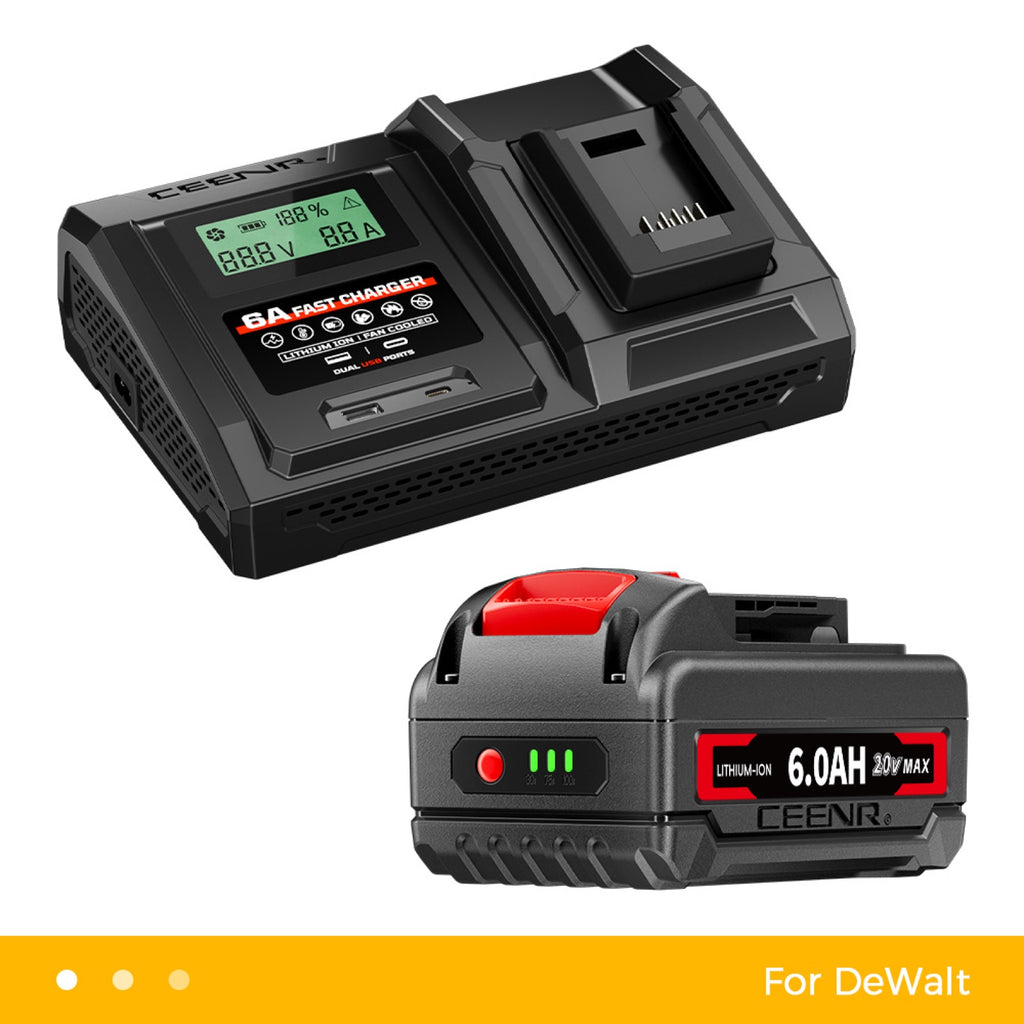 CEENR 6.0Ah Battery (with LG HG2 Cells) for DeWalt 20V Max | Replacement Model DCB200