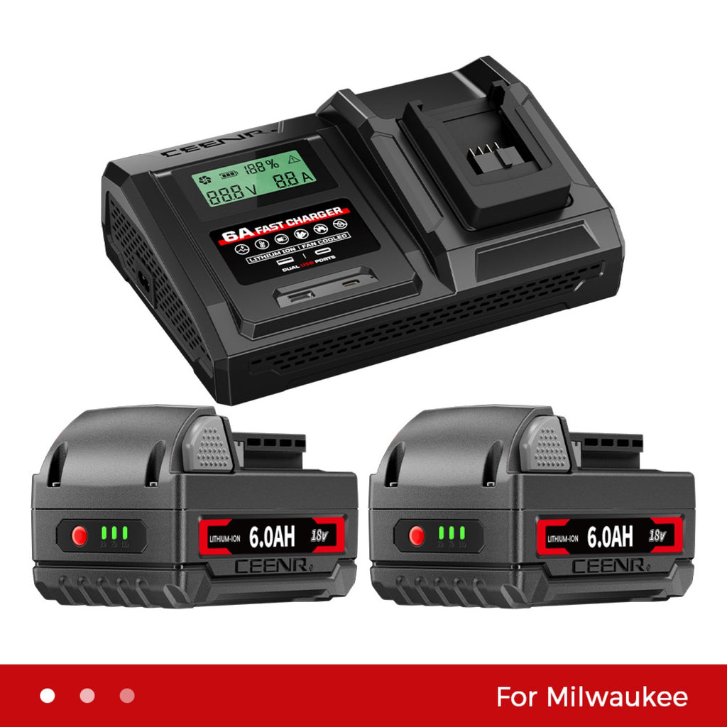 6 Amp Fast Charger for Milwaukee 18V Lithium-Ion Battery Pack