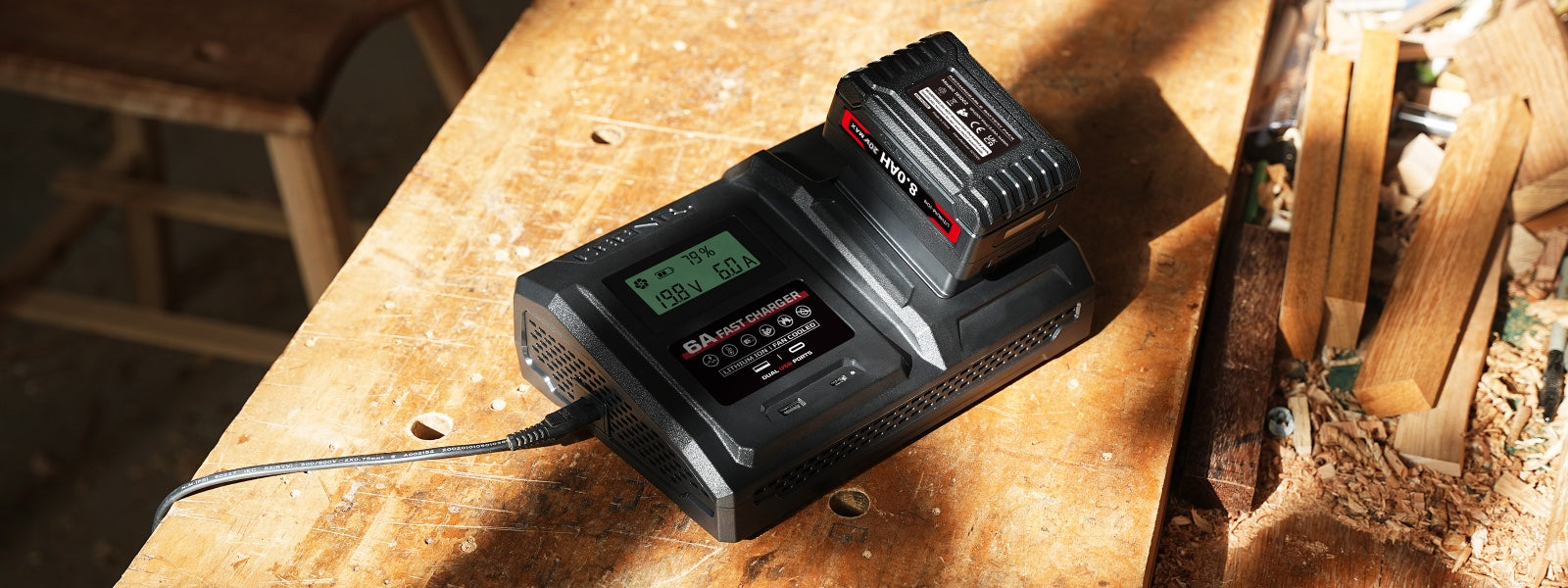 6 Amp Fast Charger for Porter Cable 20V Max Lithium-Ion Battery Pack