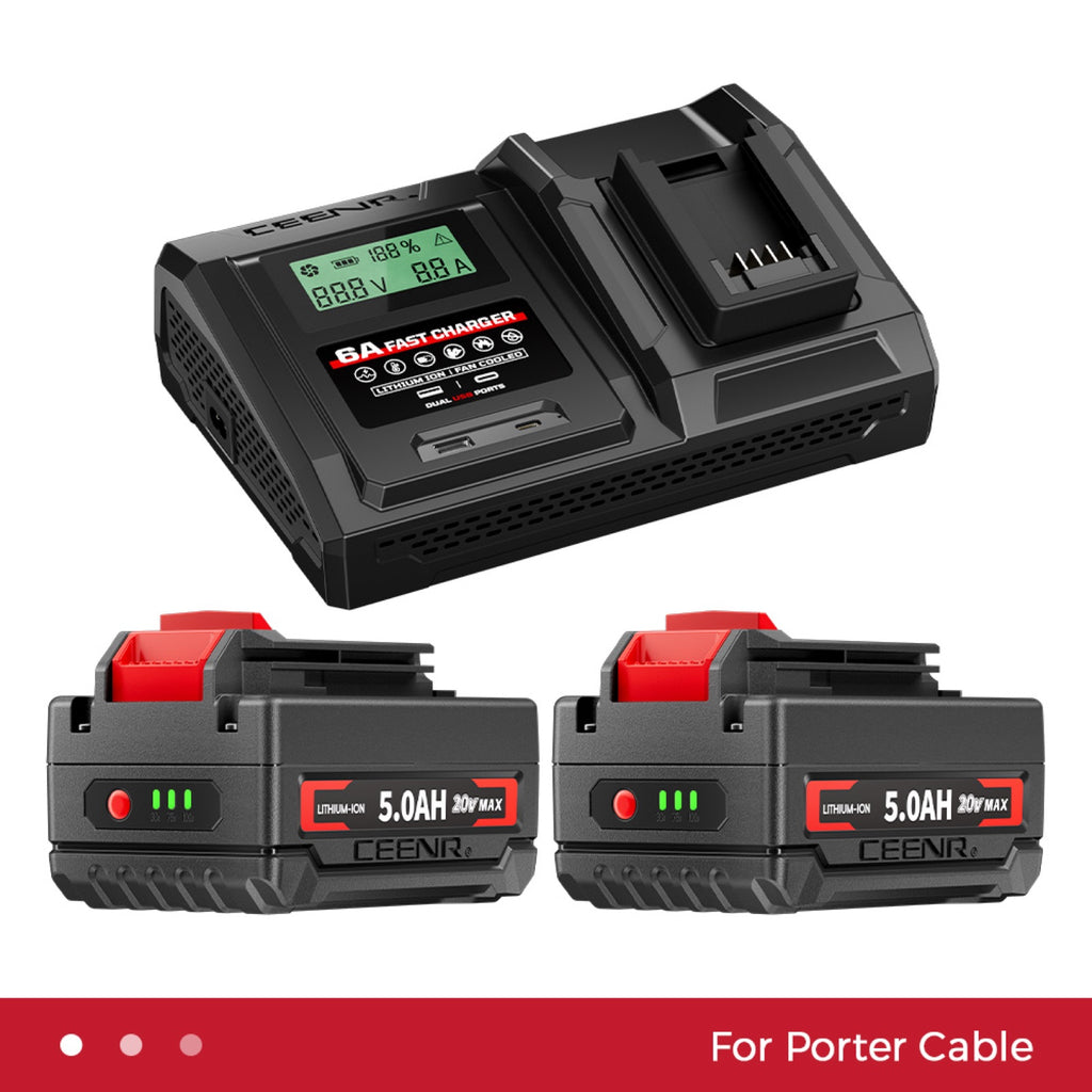 6 Amp Fast Charger for Porter Cable 20V Max Lithium-Ion Battery Pack