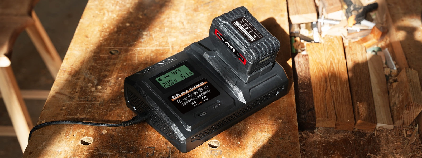 6 Amp Fast Charger for Worx 20V Max Lithium-Ion Battery Pack WA3520