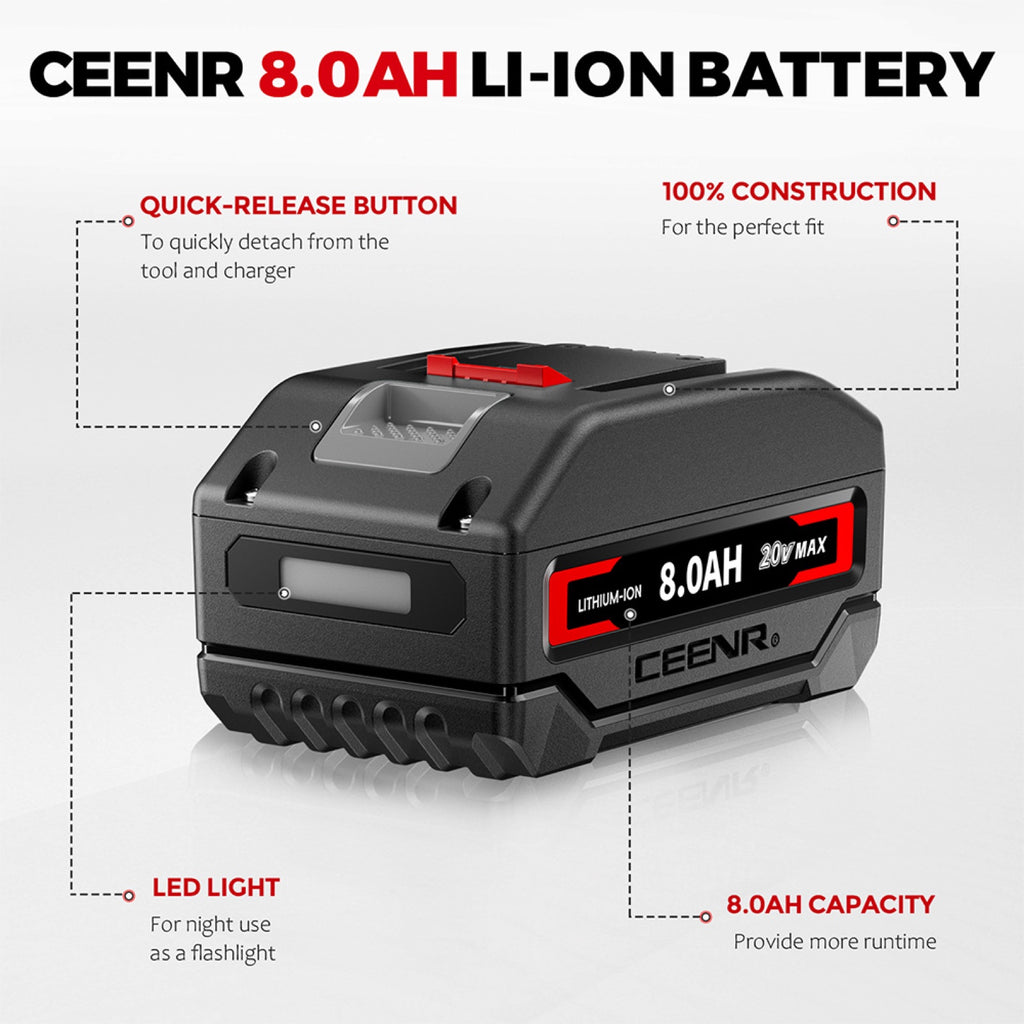 CEENR 8.0Ah Battery (with Lishen 21700 Cells) for Worx 20V Max | Model WA3551
