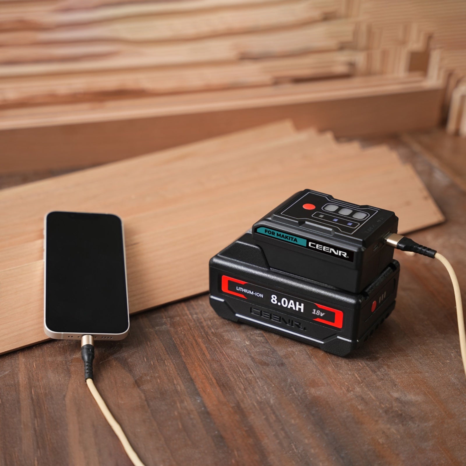 CEENR 45W USB-C Power Bank Adapter for Makita 18V Batteries