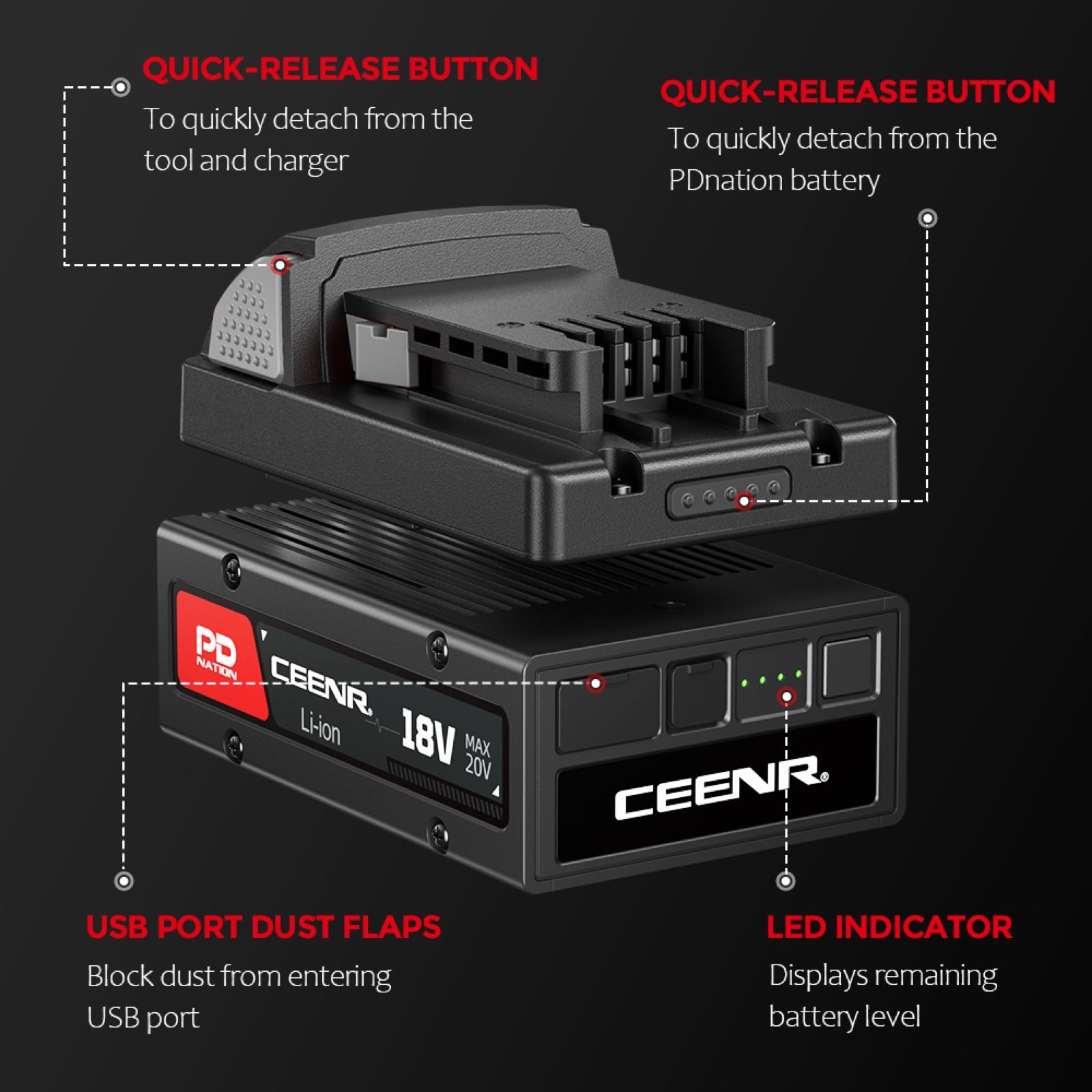 CEENR PDnation™ Brand Mount for Milwaukee 18V Power Tools