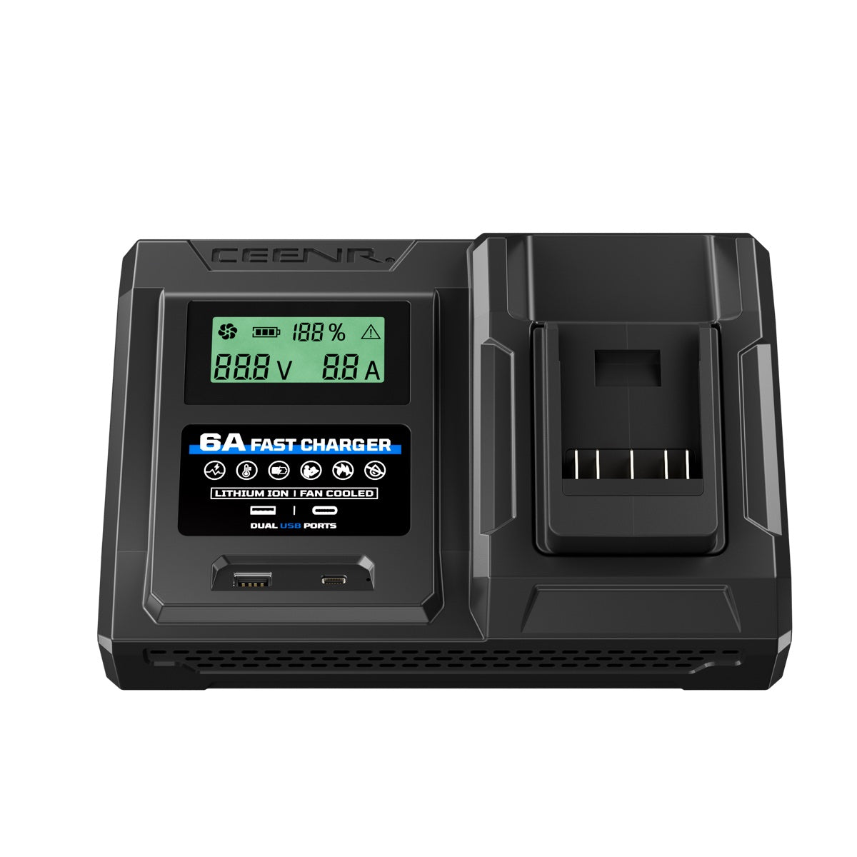 6 Amp Fast Charger for Bosch 18V Lithium-Ion Battery Pack