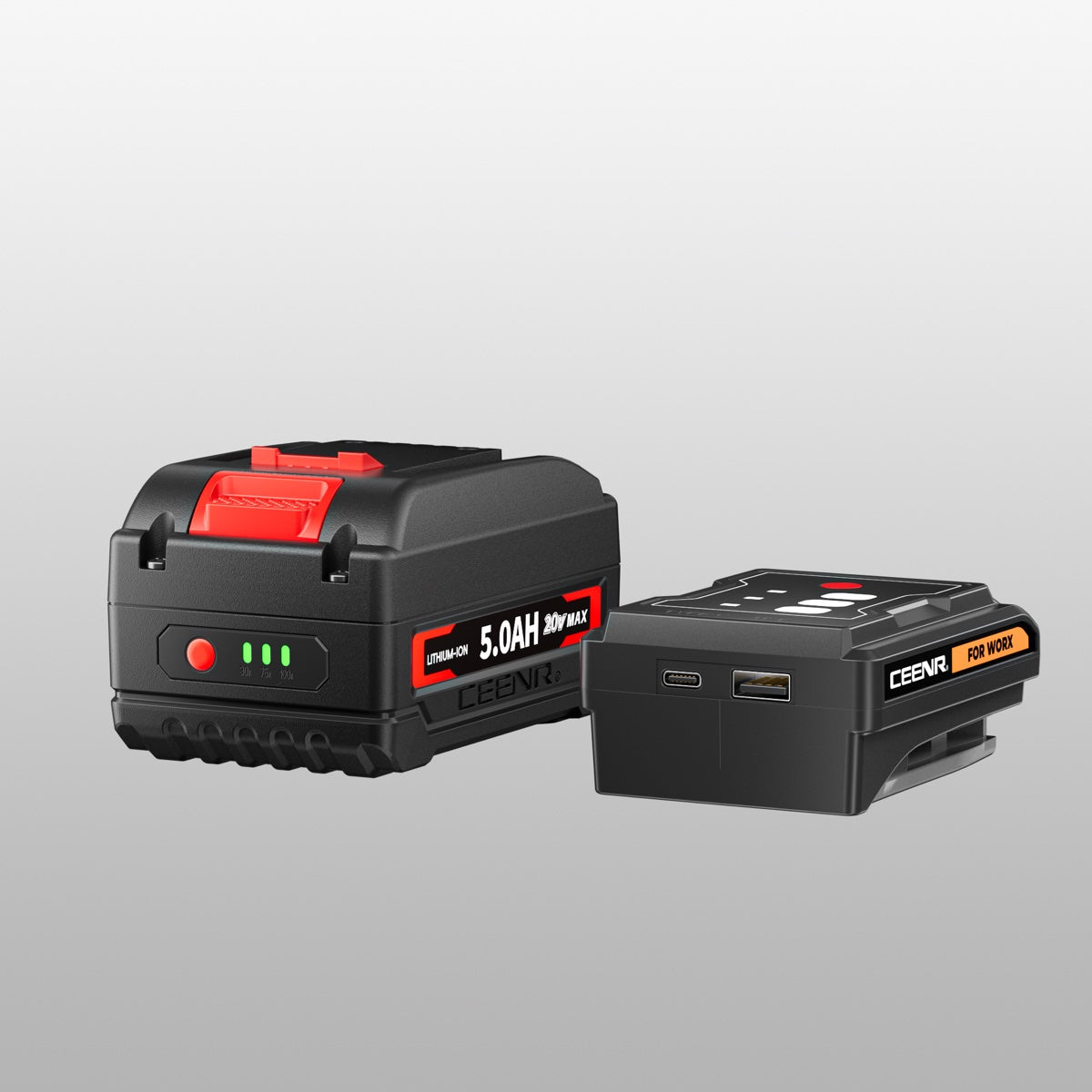 CEENR 45W USB-C Power Bank Adapter for Worx 20V WA3551 Batteries